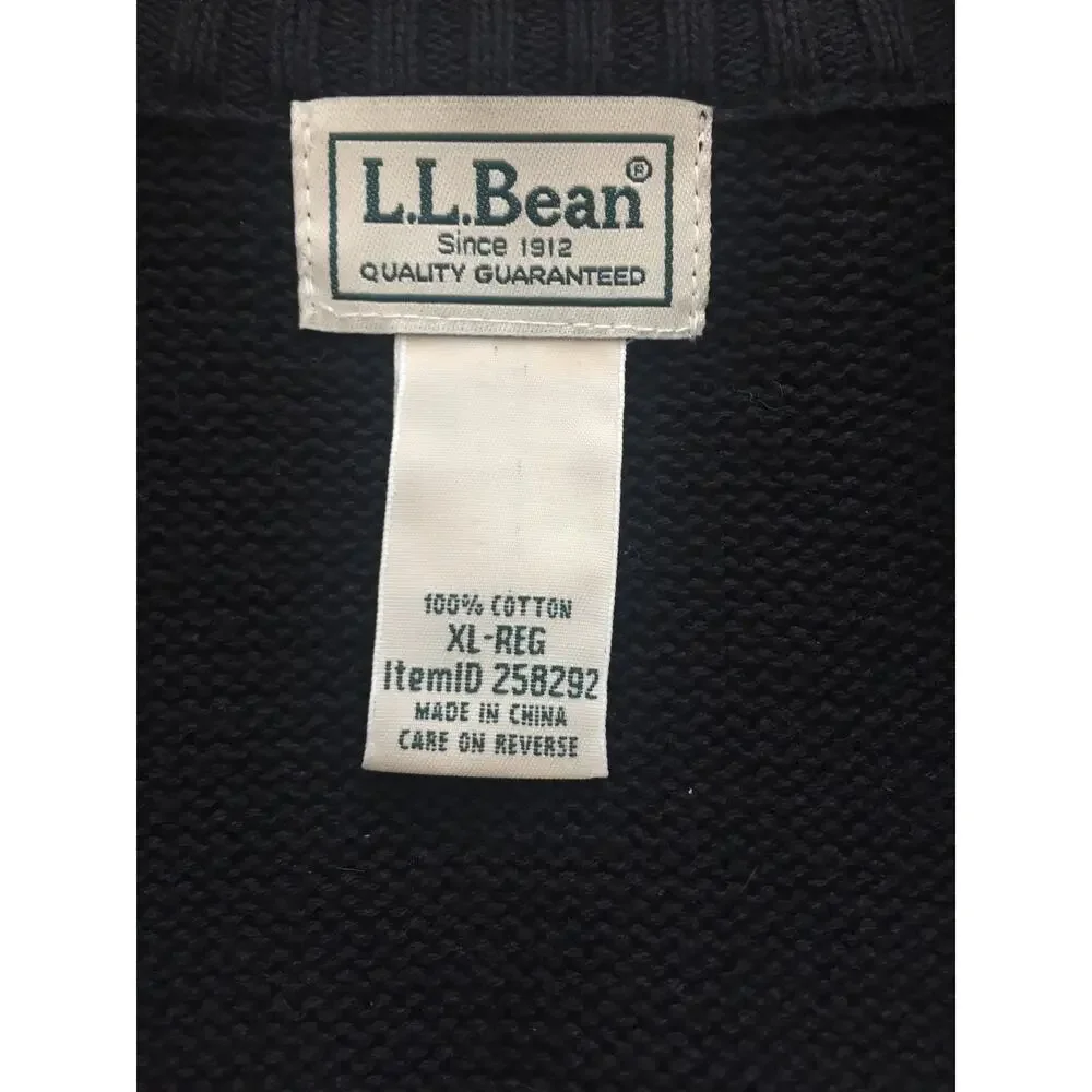 L.L.Bean Black‎ Chicago White Sox Full Zip Sweater Men's XL Regular Cotton